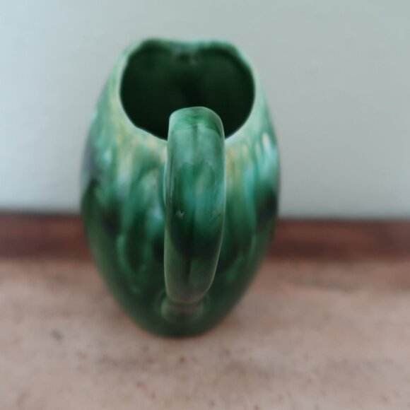 Vintage MCM Drip Glaze Small Green Pitcher - Picture 3 of 7